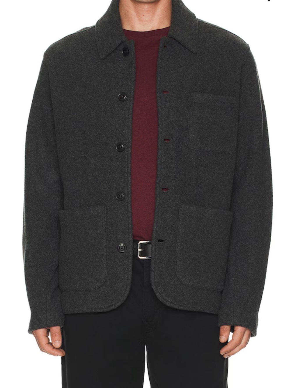 Ralph Lauren Charcoal Button-Front Shirt Jacket